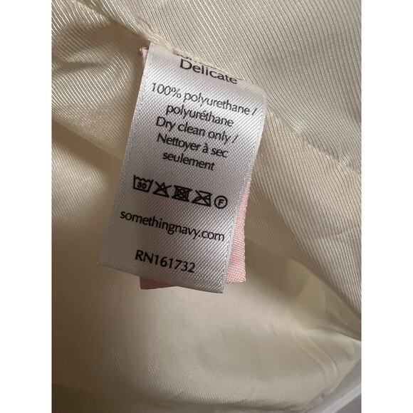 Something Navy Cream Faux Leather Oversized Trench Puffer Coat Size Small - Picture 15 of 16